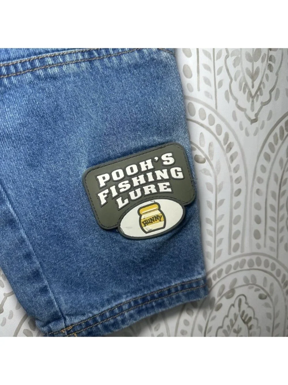 Vintage Disney Winnie the Pooh Toddler Jeans Pooh's Fishing Lure Patch 24 Months